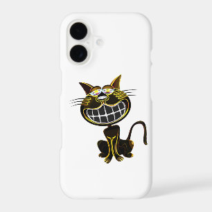 CUTE LAUGHING BLACK AND BRIGHT YELLOW CAT