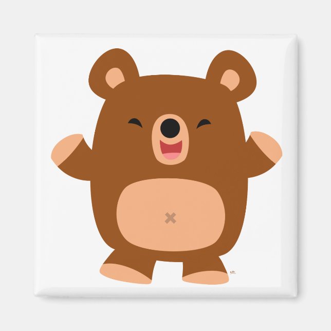 Cute Laughing Cartoon Bear magnet (Front)