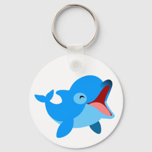 Cute Laughing Cartoon Dolphin Key Ring