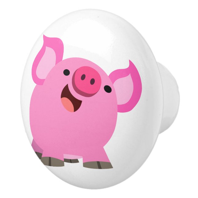 Cute Laughing Cartoon Pig Ceramic Knob (Right)