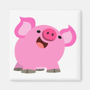 Cute Laughing Cartoon Pig Magnet