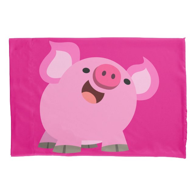 Cute Laughing Cartoon Pig Pillowcase (Front)