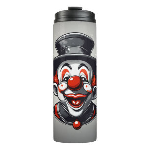Cute Laughing Clown Logo – Simple Black & White  Thermal Tumbler