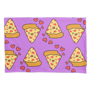 Cute laughing pizza funny purple kids girl boy pillowcase