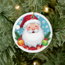 Cute Laughing Santa Christmas Ceramic Ornament