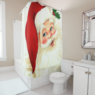 Cute laughing vintage santa shower curtain