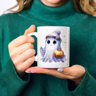Cute Lavendar Purple Ghost Halloween Spooky Bougie Coffee Mug
