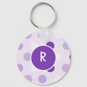 Cute Lavender and Purple Polka Dots Key Ring