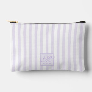 Cute Lavender and White Stripes - Monogrammed Accessory Pouch