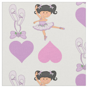 Cute Lavender Ballerina Heart Fabric