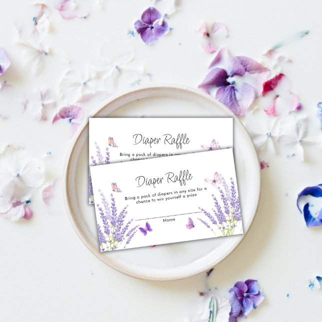 Cute Lavender Butterfly Diaper Raffle Baby Shower  Enclosure Card (Cute Lavender Butterfly Diaper Raffle Baby Shower Enclosure Card)