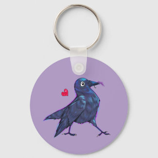 Cute Lavender Crow Key Ring