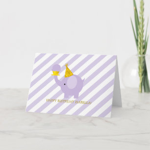 Cute Lavender Elephant Birthday Thank You Card