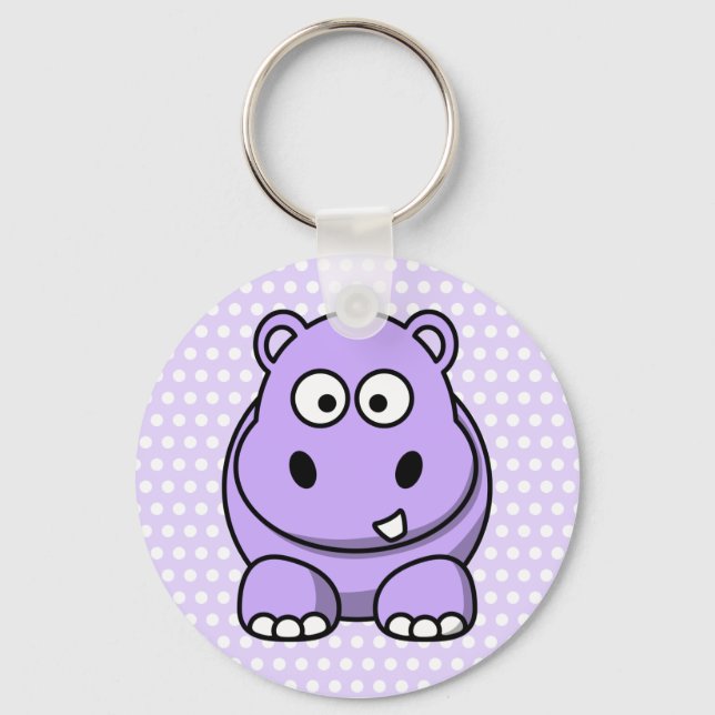 Cute Lavender Hippo Key Ring (Front)