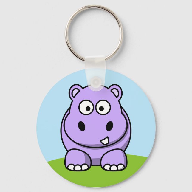 Cute Lavender Hippo Key Ring (Front)