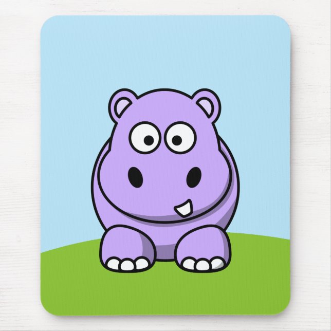Cute Lavender Hippo Mouse Pad (Front)