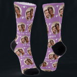 Cute Lavender Newlyweds Photo Wedding Socks<br><div class="desc">These cute lavender purple wedding socks feature the newlywed couple's photo and white hearts in an offset pattern and your names and wedding date! These are perfect as a bridal party favour, or as a bridal or couple's shower gift for the happy couple! Background colour is also customisable to match...</div>