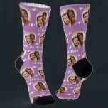 Cute Lavender Newlyweds Photo Wedding Socks<br><div class="desc">These cute lavender purple wedding socks feature the newlywed couple's photo and white hearts in an offset pattern and your names and wedding date! These are perfect as a bridal party favour, or as a bridal or couple's shower gift for the happy couple! Background colour is also customisable to match...</div>