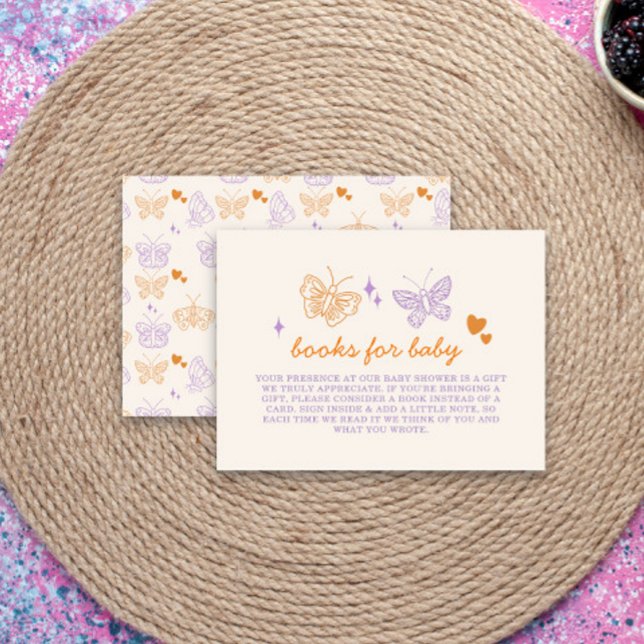 Cute Lavender & Orange Butterfly Baby Shower Enclosure Card (Creator Uploaded)