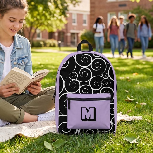  Cute lavender pattern girls  Printed Backpack (Creator Uploaded)