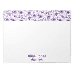 Cute lavender pattern watercolor flower notepad