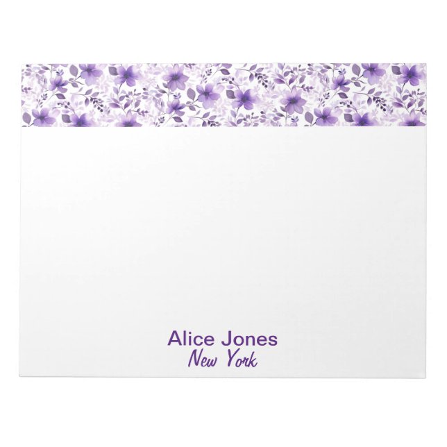 Cute lavender pattern watercolor flower   notepad (Front)