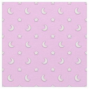 Cute Lavender Pink and White Stars and Moons Fabric