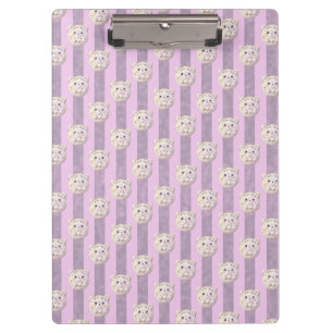 Cute Lavender Purple Teddy Bear and Stripe Clipboard