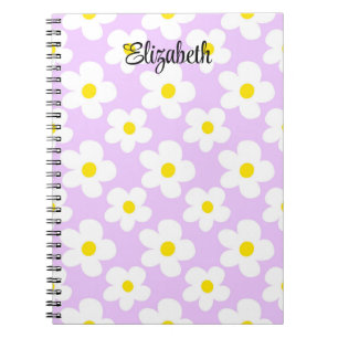 Cute lavender retro daisies girly journalling notebook
