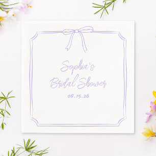 Cute Lavender Simple Girly Bow Bridal Shower Napkin