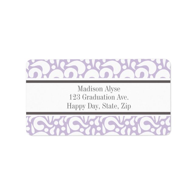 Cute Lavender White Abstract Swirls Address Labels (Front)