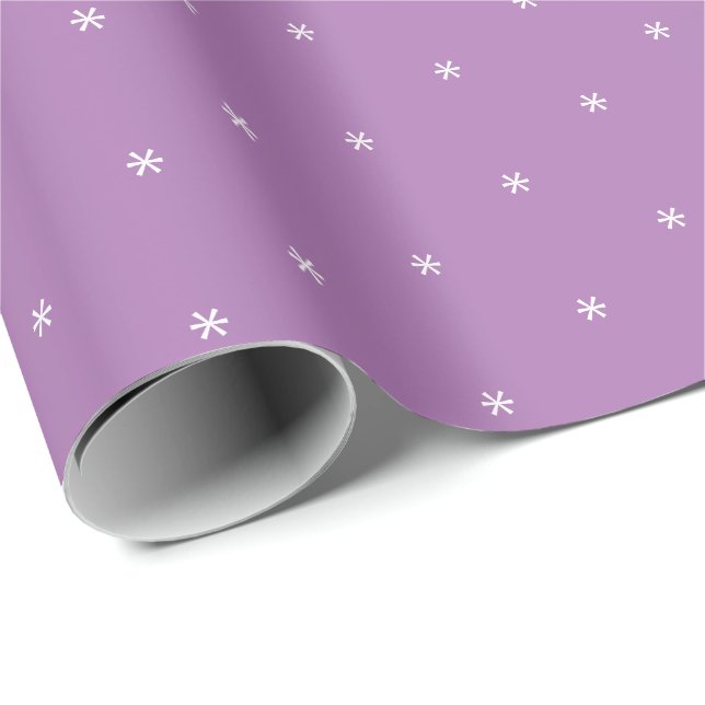 Cute lavender white tiny snowflakes minimalist wrapping paper (Roll Corner)