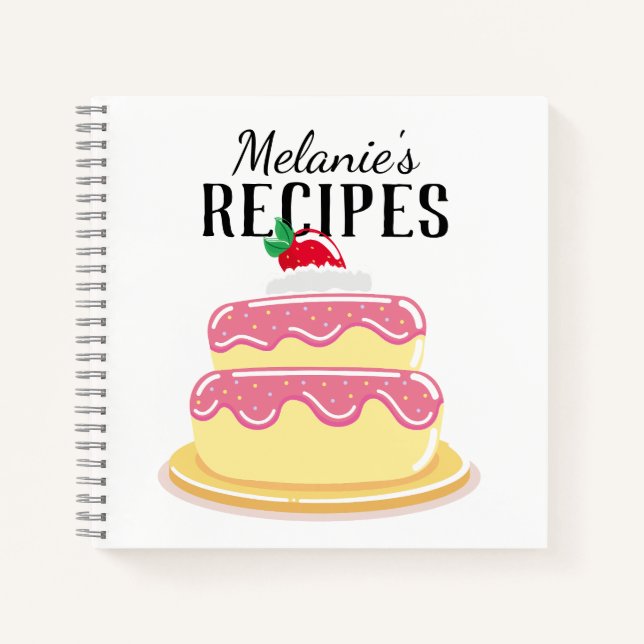 Cute Layer Cake Personalised Recipe Notebook (Front)