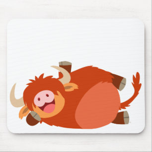 Cute Lazy Cartoon Highland Cow Mousepad