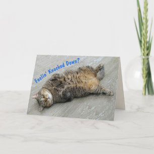 Cute Lazy Cat Get Well Card