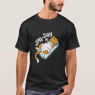 Cute Lazy Cat Spa Day Wellness Cat Holder T-Shirt