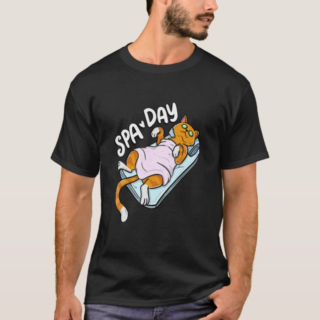 Cute Lazy Cat Spa Day Wellness  Cat Holder T-Shirt (Front)