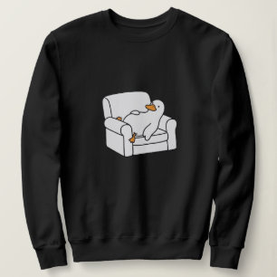 Cute Lazy Duck on Armchair Funny Minimalist Illust Sweatshirt