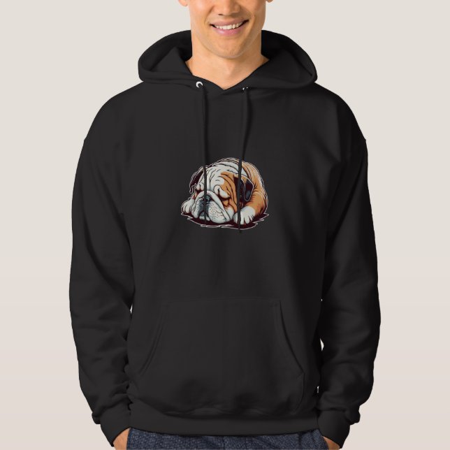 Cute Lazy English Bulldog Dog Hoodie (Front)