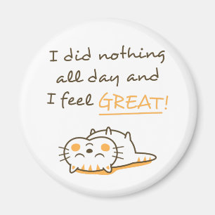 Cute Lazy Kitty Cat Do Nothing All Day Magnet