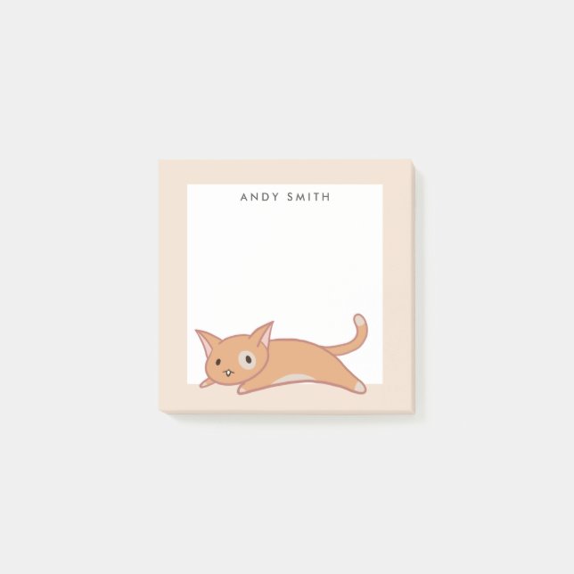 Cute Lazy Orange Cat Personalised Post-it Notes (Front)