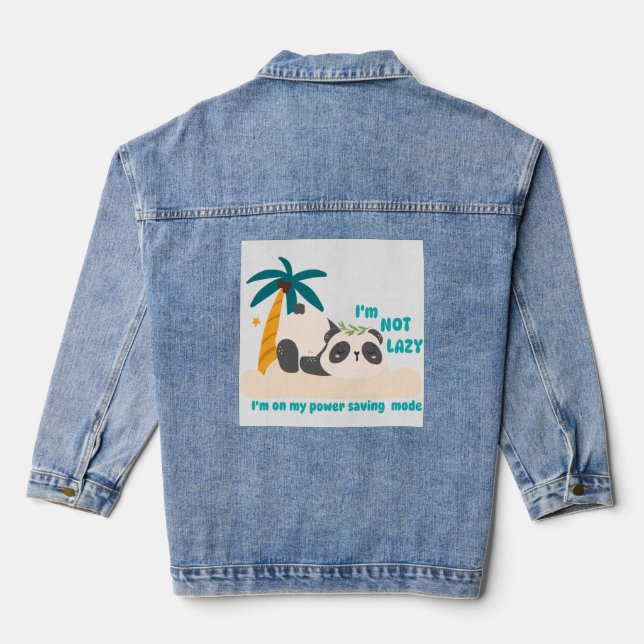 Cute lazy panda denim jacket (Back)