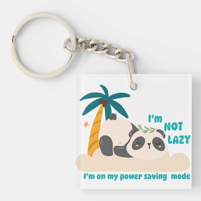 Cute lazy panda key ring (Front)