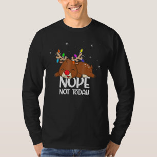 Cute Lazy Reindeer Boy Girl Chirstmas Lights Nope T-Shirt