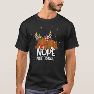 Cute Lazy Reindeer Boy Girl Chirstmas Lights Nope  T-Shirt