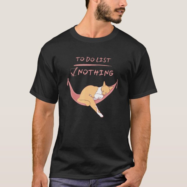 Cute Lazy Sleeping Kitty Cat Sleeping On A Hammock T-Shirt (Front)