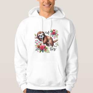 Cute Lazy Sloth Flowers Hoodie