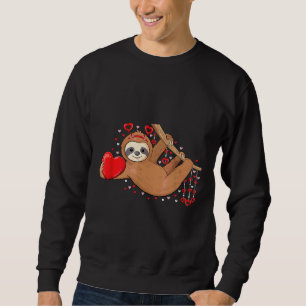 Cute Lazy Sloth Holding Heart Love Sloth Valentine Sweatshirt