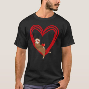 Cute lazy sloth holding heart love sloth valentine T-Shirt