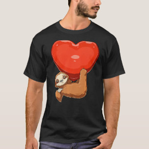 Cute lazy sloth holding heart love sloth valentine T-Shirt